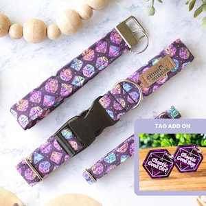 Dungeons and Doggos | D&D Dice Dog Collar, Tabletop RPG Breakaway Cat Collar, Nerdy Boy Dog Collar, D20 Gamer Gift, Key Fob Wristlet image 1