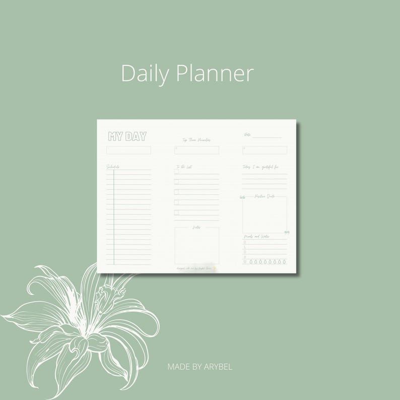 Sage Green Printable Planner | Minimalist Daily Weekly Monthly Journal ...
