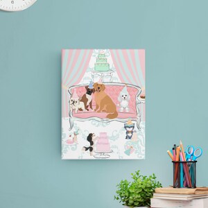 Puppy Party Print , Dog art ,birthday party , dog birthday party ,dog lover , dog cake dog painting dog baker dog mom dog dad Giclee print