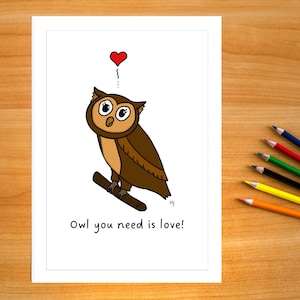 Owl Puns Greeting Card! Valentine's Day/Mother's Day/Hooting for you/You're adorab-owl/You're so hoot-iful!