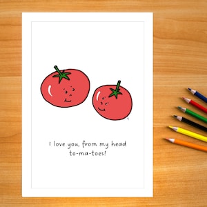 Je t'aime de la tête aux pieds ! Jeu de mots Carte de vœux