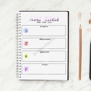 Estudio Bíblico del Método SOAP, Planificador de Estudios Bíblicos SOAP, Cuaderno de Estudio Bíblico, Diario Bíblico, Estudio Bíblico SOAP Imprimible, Descarga Instantánea