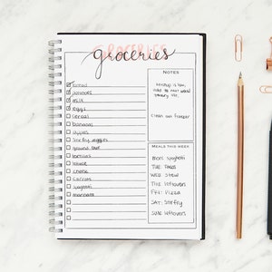 Grocery List Printable, Shopping List Printable, Grocery Checklist, Meal Planner, Simple Grocery List, Digital Download, Instant Download