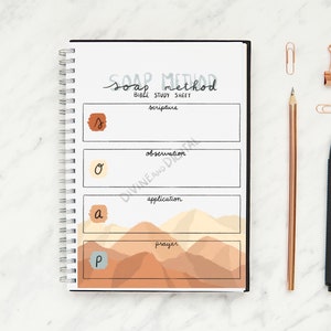 Estudio Bíblico SOAP Imprimible, Estudio Bíblico Método SOAP, Cuaderno de Estudio Bíblico, Diario Bíblico, Planificador de Estudios Bíblicos SOAP, Estudio Bíblico de las Montañas