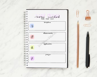 SOAP Method Bible Study, SOAP Bible Study Planner, Bible Study Notebook, Bible Journal, SOAP Bible Study Printable, Instant Download