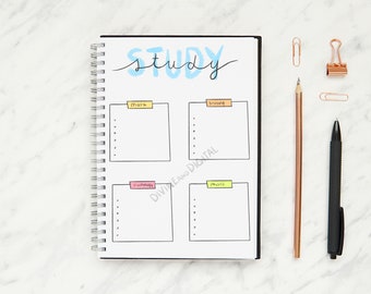 Studienotities, studiegids, lesnotities afdrukbaar, aantekeningen maken, schoolstudienotitie PDF, afdrukbare studienotitiepagina's, direct downloaden,