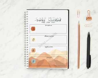 SOAP Bible Study Printable, SOAP Method Bible Study, Bible Study Notebook, Bible Journal,SOAP Bible Study Planner, Mountains Bible Study