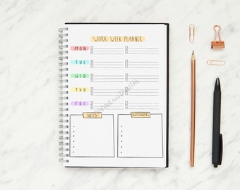 Five Day Weekly Planner, Work Week Planner, Student Planner, Work/Office Planner, Weekly Schedule, Weekly Agenda, Work Week Schedule