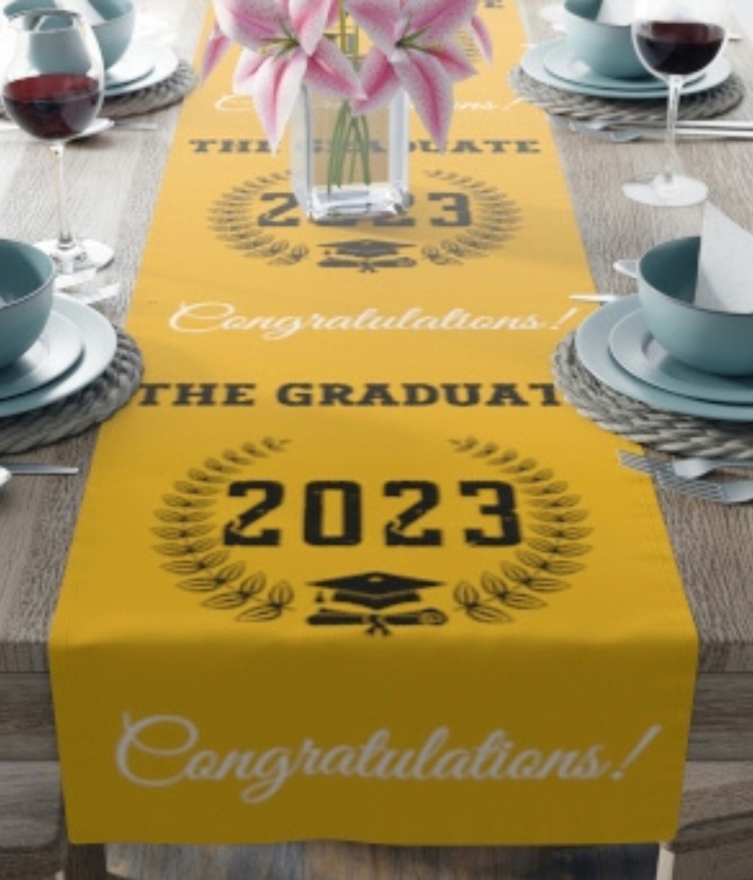 Personalization the Graduate Table Runner Congratulations Etsy