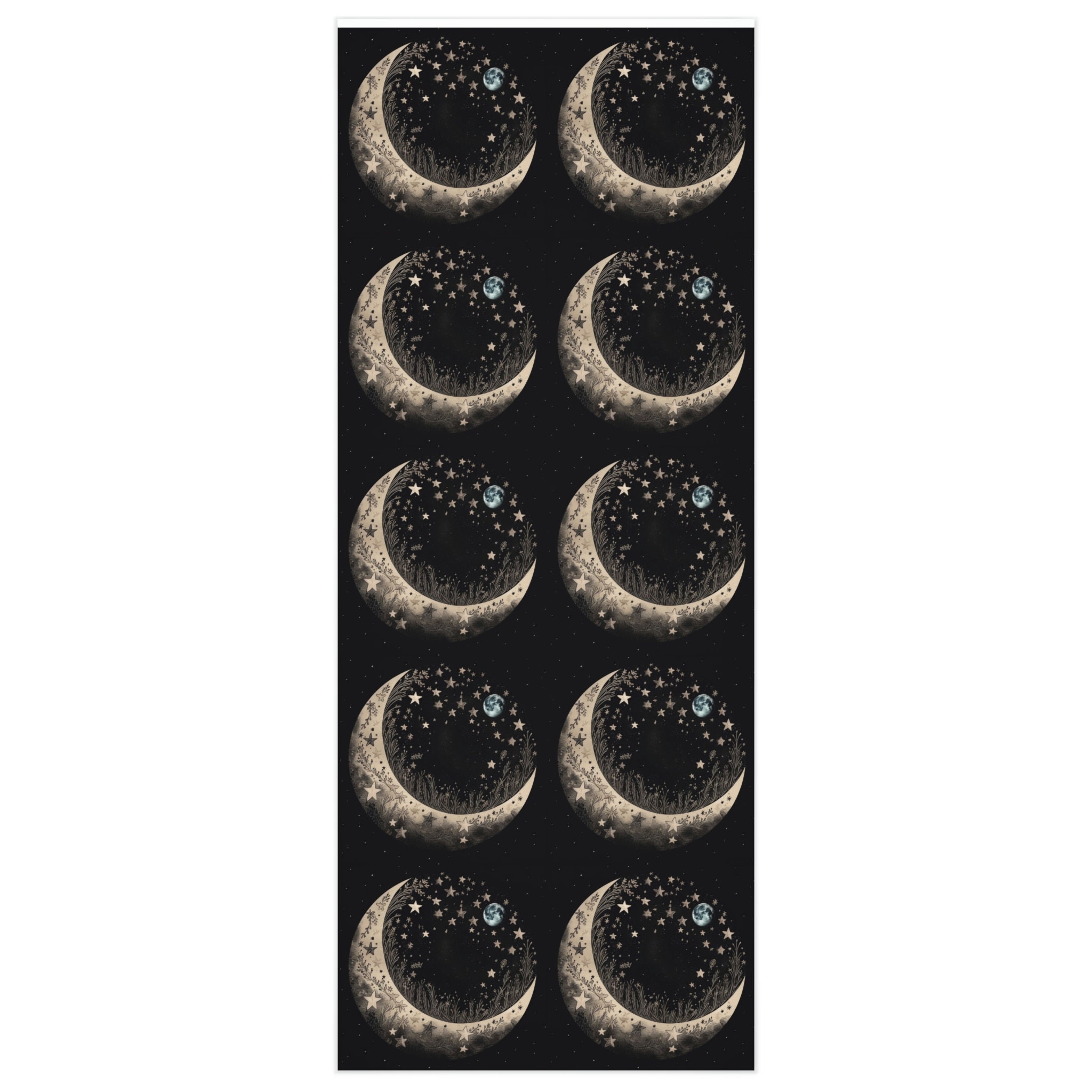 Crescent Moon Floral Wrapping Paper, Birthday Party Wrap, Gift Paper ...