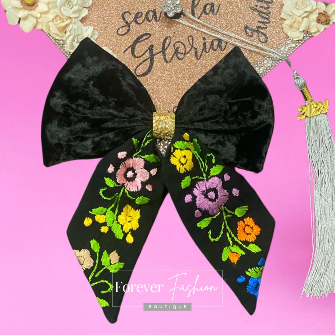 Graduation Cap Bow - Moño Bordado Para Gorro De Graduación - Etsy