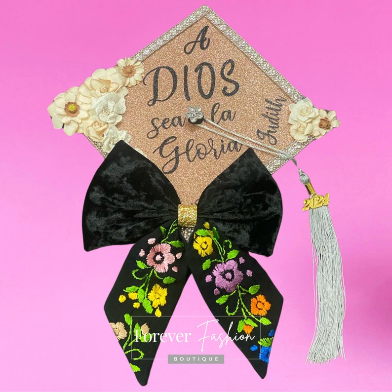 Graduation Cap Bow - Moño Bordado Para Gorro De Graduación - Etsy