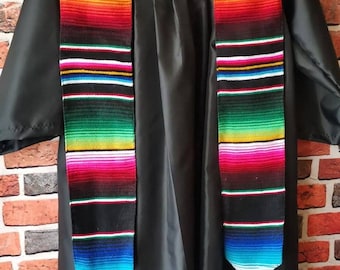 Estola de graduación de sarape: faja mexicana hecha a mano con forro