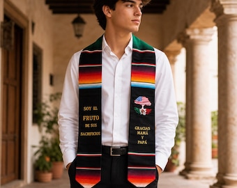 Estola de graduación de sarapé mexicano bordado / Banda de la Clase de 2026