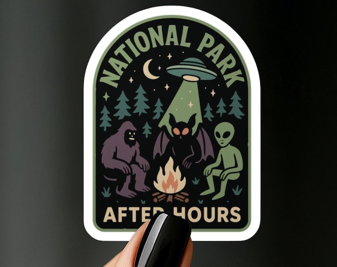 Cryptid & UFO Vinyl Stickers: Bigfoot, Mothman, Aliens - Retro Camping
