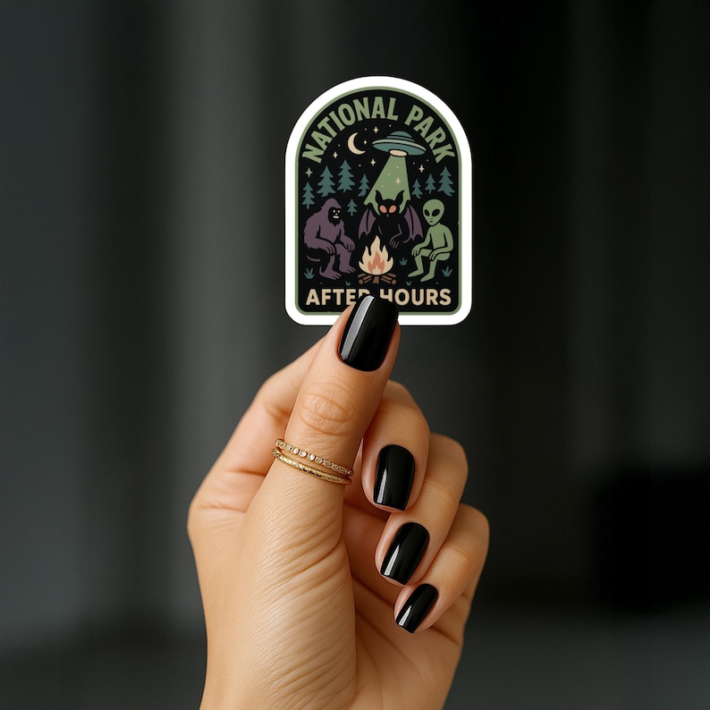 Cryptid & UFO Vinyl Stickers: Bigfoot, Mothman, Aliens - Retro Camping image 1