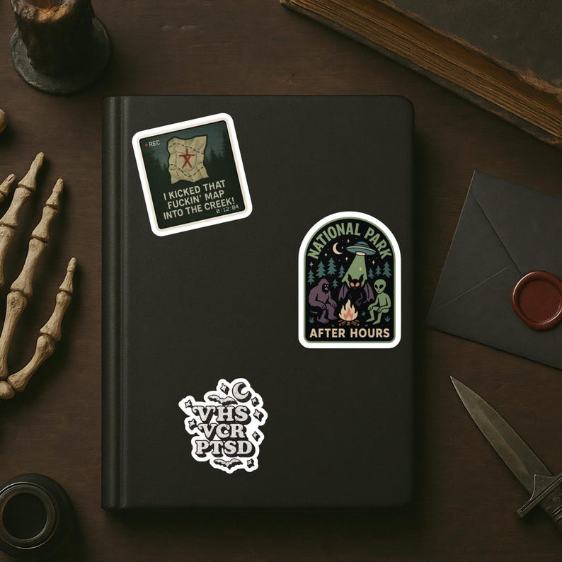 Cryptid & UFO Vinyl Stickers: Bigfoot, Mothman, Aliens - Retro Camping image 6