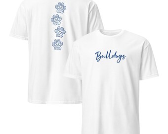 Bulldog Paw Prints T-Shirt, Front & Back Print Tee