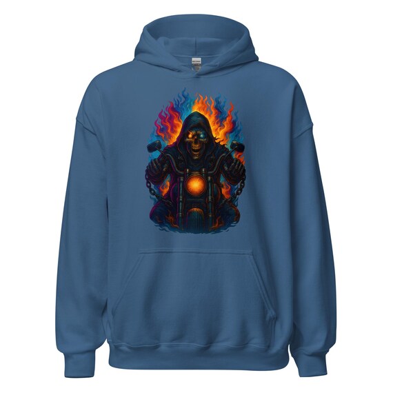 Skull Flames Rider Front & Back Hoodie