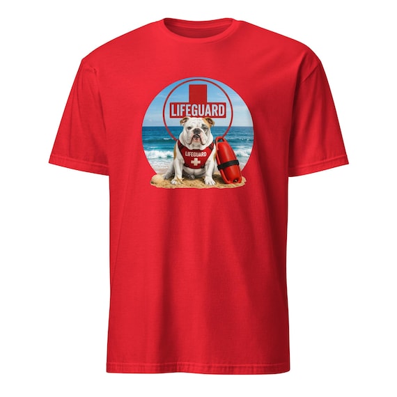 Bulldog Lifeguard at the Beach - Short-Sleeve T-Shirt