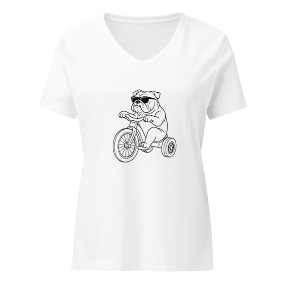 Bulldog on an Trike Women’s relaxed v-neck t-shirt