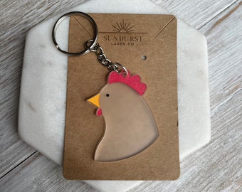 L Rooster Animal 3D Leather Keychain VANCA CRAFT-Collectible Keyring Charm Pendant Made in Japan 