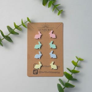 Adorable Easter Bunny Earrings | Pastel Bunnies | Spring Acrylic Earrings | Laser Engraved | Perfect Easter Gift | Spring Rabbit Jewelry