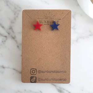 Red & Blue Star Stud Earrings - Patriotic Acrylic Earrings for 4th of July, Memorial Day, Summer USA Jewelry