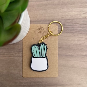 Acrylic Cactus Keychain | Plant Lover Keychain | Laser Cut Acrylic