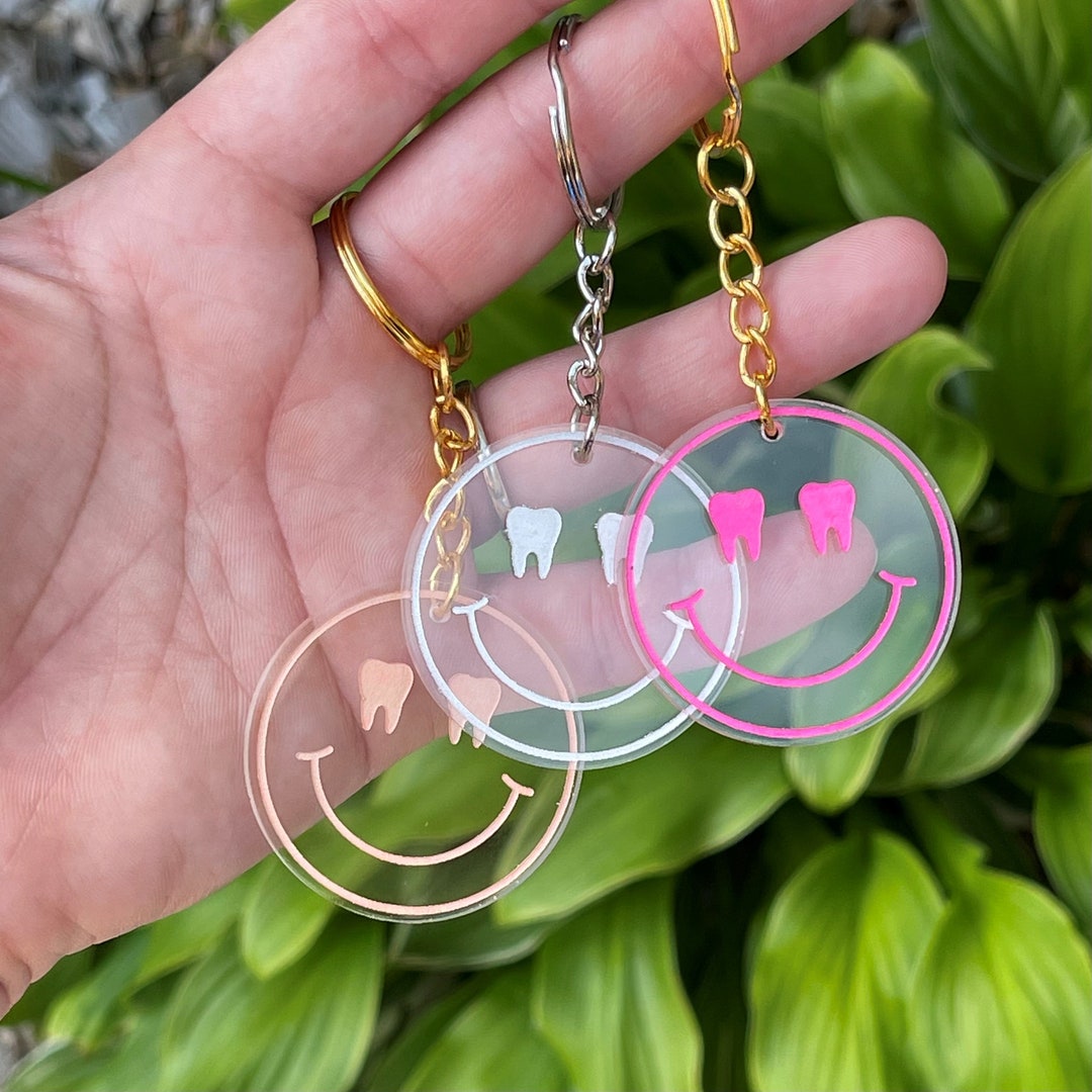 Dental Keychain/tooth Keychain/ Smiley Face Keychain/ Dental Gift Etsy
