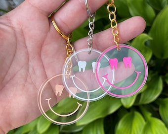 Dental Keychain/Tooth Keychain/ Smiley Face Keychain/ Dental Gift
