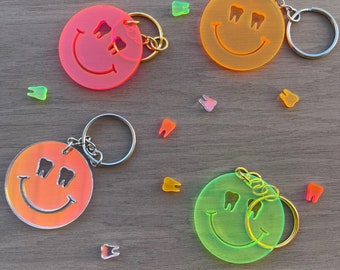 Dental Keychain/Tooth Keychain/Smiley Face Keychain/Dental Gift/Dental Student