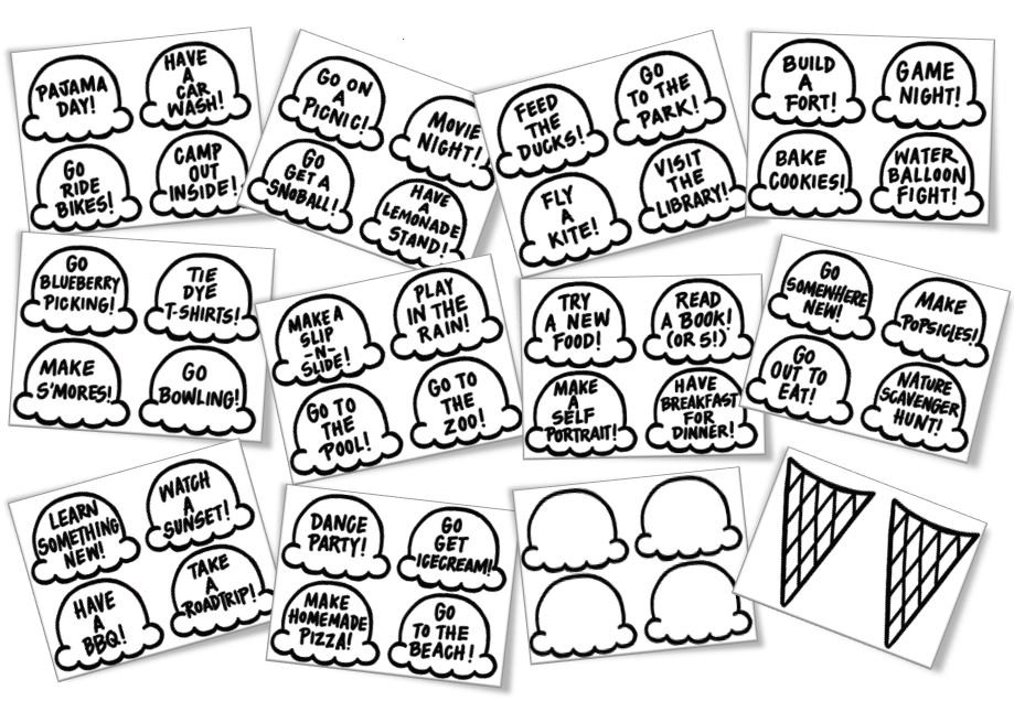 40 Summer BUCKET LIST Ideas, Icecream Scoops, Interactive Bucket List