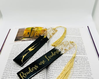 Handmade Resin Bookmark with gold leaf, Personalised bookmark, unique gift for her, Book lover gift, birthday gift, personalised,