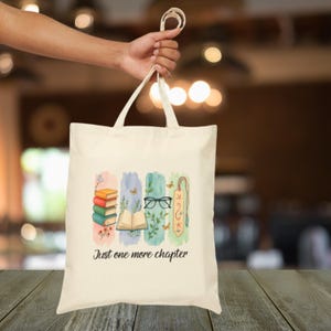 Just One More Chapter Tote Bag, Book Lover Tote, Eco-friendly Shopping Bag, Literary Canvas Bag, Gift for Bookworms, book lover gift tote