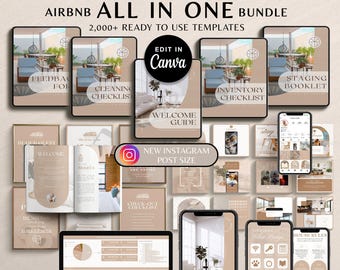 Airbnb Host Bundle Welcome Book Airbnb Template, Editable Airbnb Signs, Airbnb Cleaning Checklist, Airbnb Income & Expense, VRBO Guide Book