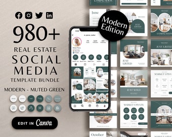 Real Estate Template Bundle, Modern Real Estate Instagram Templates, Real Estate Social Media Bundle Marketing Branding Realtor IG Post