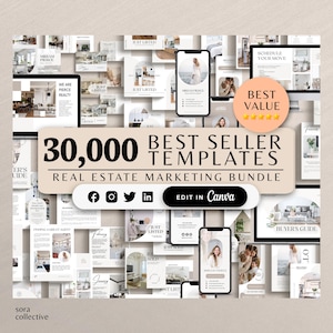 30,000+ Real Estate Templates, Real Estate Marketing, Social Media Instagram Bundle, Listing Presentation, Realtor NAR, Business Cards