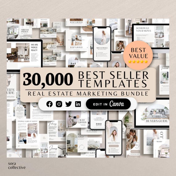 30,000+ Real Estate Templates, Real Estate Marketing, Social Media Instagram Bundle, Listing Presentation, Realtor NAR, Business Cards