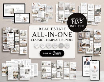 Pakiet All-In-One Modern Real Estate, Szablony Instagrama, Zestaw marketingowy dla agentów nieruchomości, Branding nieruchomości Canva Social Media, Agent kupujący