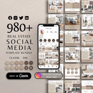 Aesthetic Real Estate Instagram Templates, Real Estate Bundle, Realtor Marketing Kit, Branding Bundle, Real Estate Social Media Canva Pack