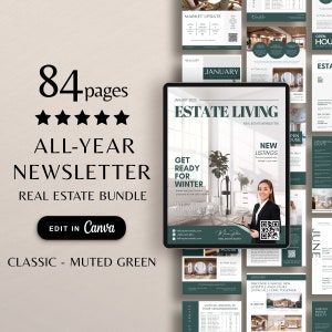 Real Estate Newsletter Editable Monthly Mailer Template, Real Estate Marketing, Real Estate Farming Newsletter, Luxury Modern Newsletter
