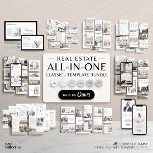 All-In-One Real Estate Marketing Templates Bundle, Real Estate Social Media, Real Estate Instagram, Buyer Seller Guide, Realtor Flyers Canva