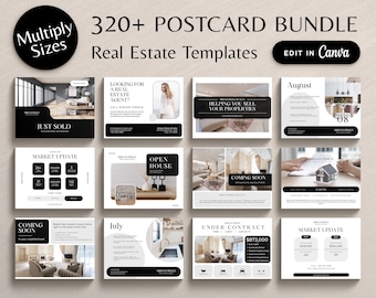 Modern Real Estate Postcard, Mailer Bundle Template, Editable Canva Introduction Market Update Just Listed Realtor Marketing Branding, EDDM