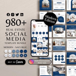Post e storie sui social media immobiliari, biglietti da visita per agenti immobiliari e kit di branding, volantini per open house, modelli di logo