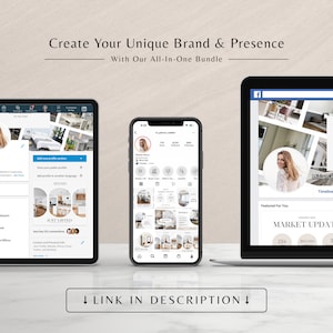 May include: A screenshot of a computer screen showing a social media post with a grid of images of interior design. The post is titled "Market Update" and includes the numbers 234, $612,000, and 3. The post is on a Facebook page.