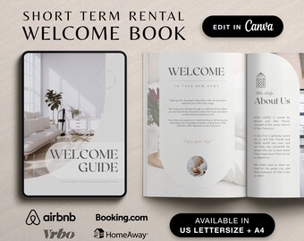 Airbnb Welcome Book Template, House Host Manual Guidebook Template, Guest Book Canva Template, Wifi Sign, Vrbo Vacation Rental Template
