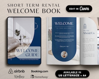 Airbnb Welcome Book Template, Editable Airbnb Guest Book, House manual, Canva Welcome Guide, Vacation Rental Welcome Book, VRBO Welcome Book