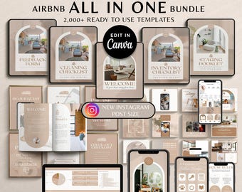 Airbnb Host Bundle Welcome Book Airbnb Template, Editable Airbnb Signs, Airbnb Cleaning Checklist, Airbnb Income & Expense, VRBO Guide Book