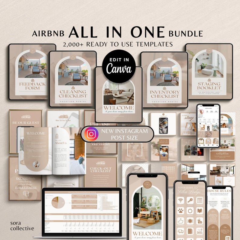 Airbnb Host Bundle Welcome Book Airbnb Template, Editable Airbnb Signs ...